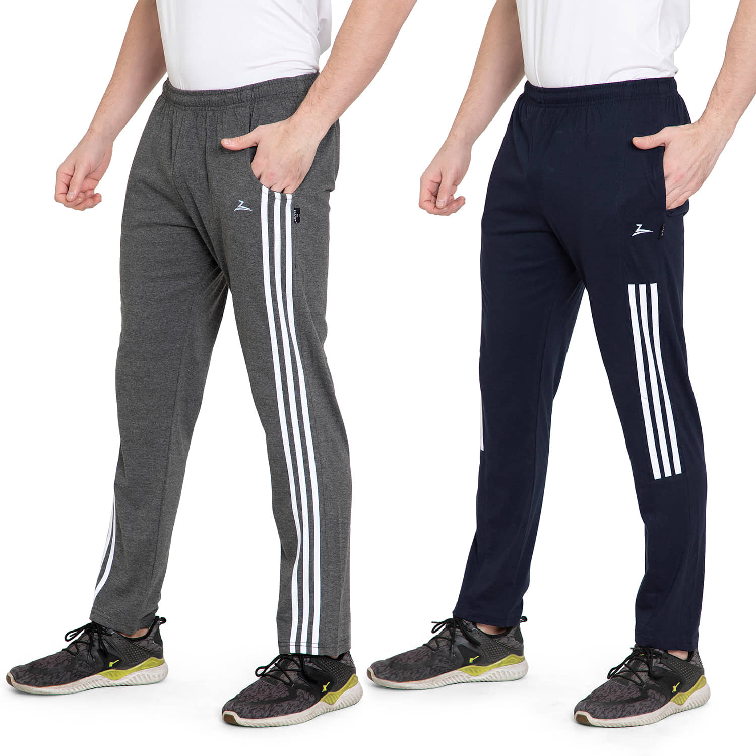 Zeffit - Multicolor Cotton Blend Men's Sports Trackpants ( Pack of 2 ) - Track Pants | Buy online on ZillyBuy