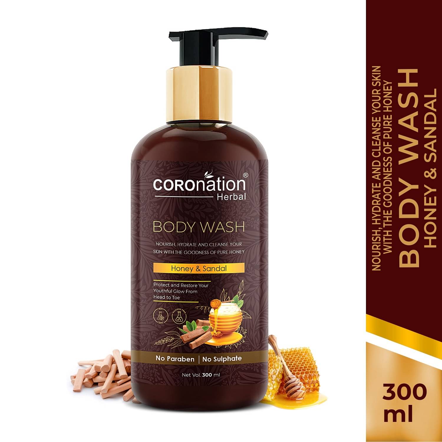 coronation herbal Honey and Sandal Body Wash 300 mL coronation herbal Honey and Sandal Body Wash 300 mL