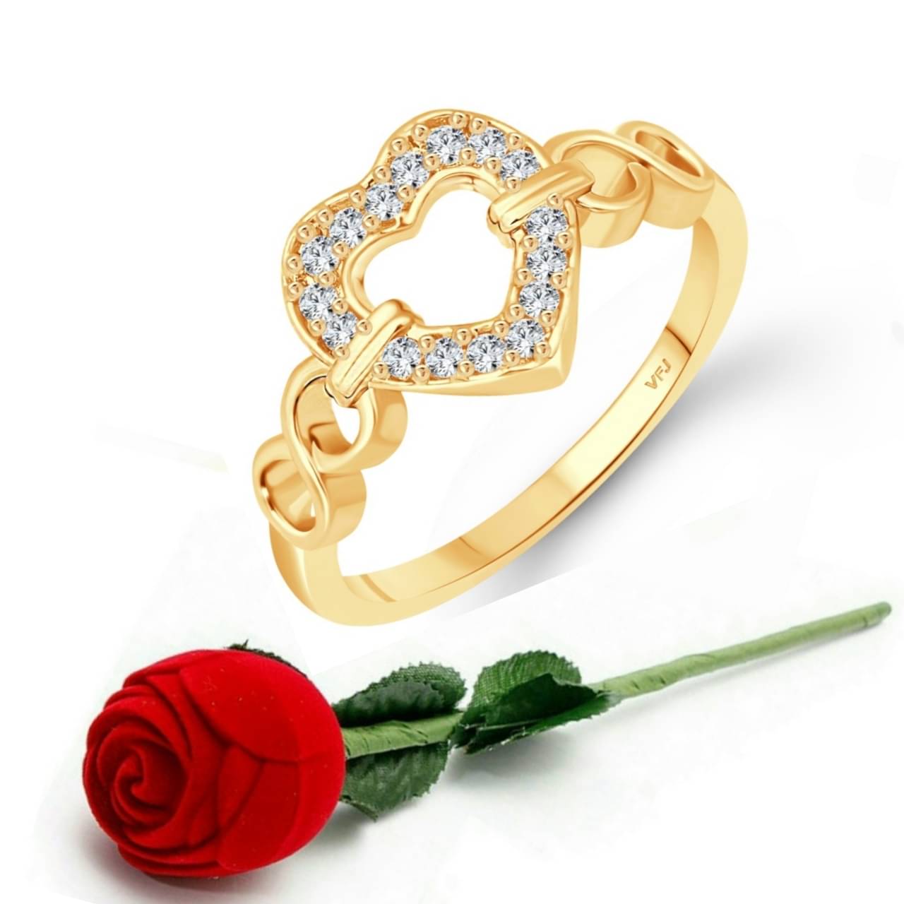     			valentine day ring rose box proposal Heart  Ring for Women Girls Valentine Gift
