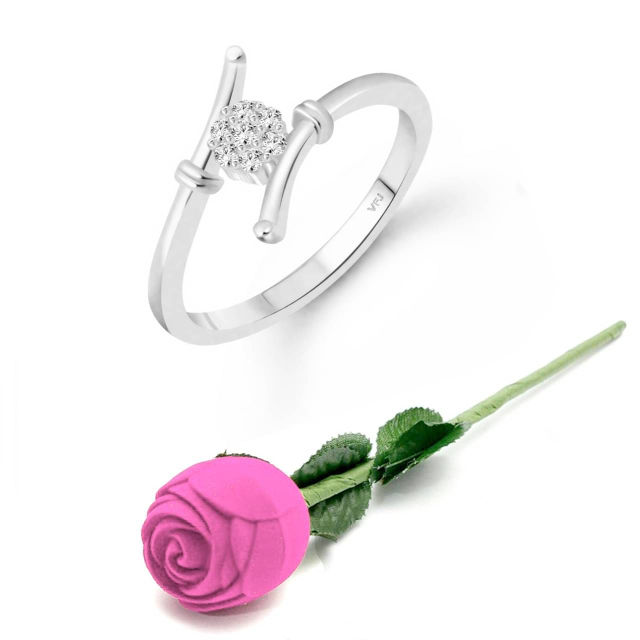     			valentine day ring rose box   Crystal Ring for Women and Girls