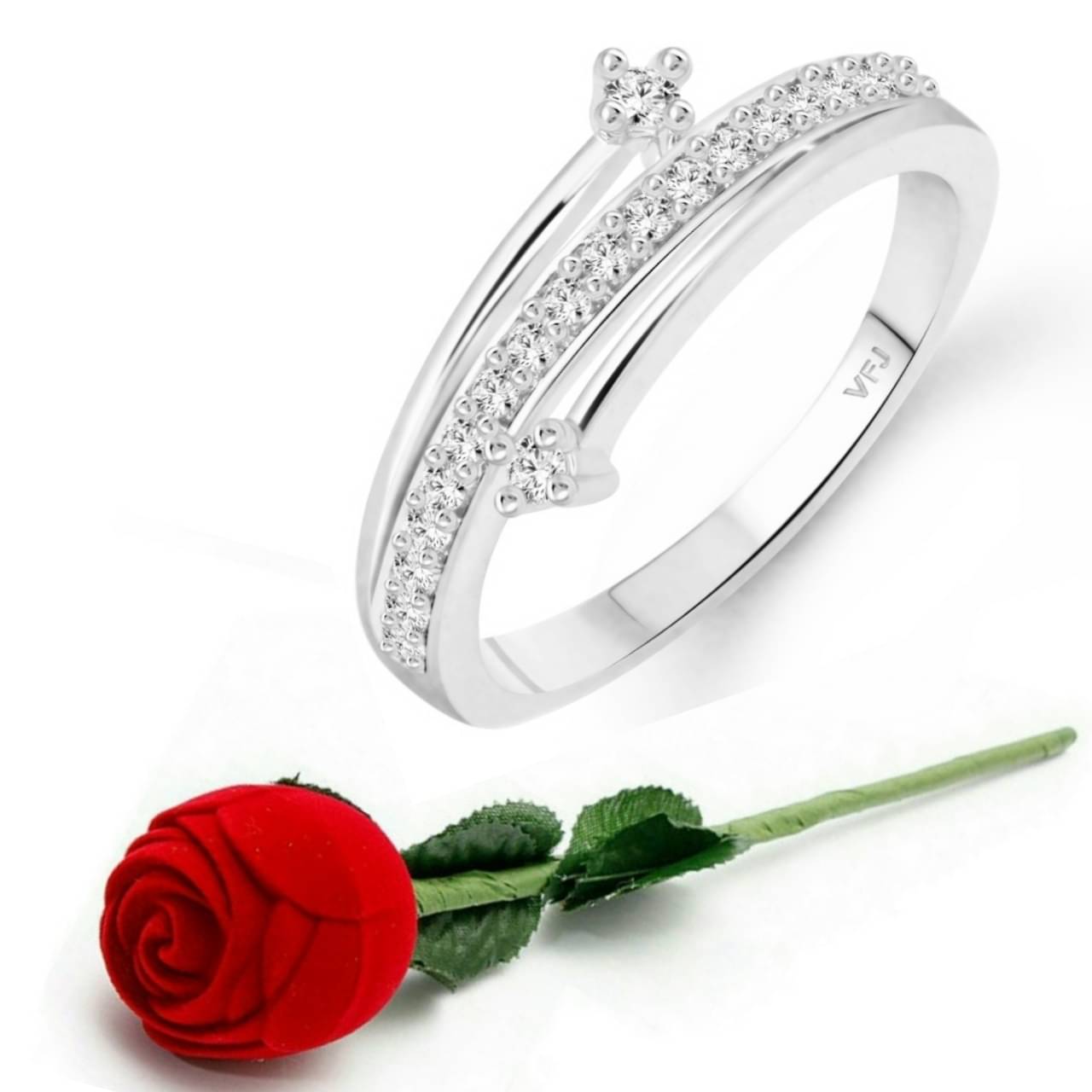     			valentine day ring rose box   Beauty Craft (CZ) Rhodium  Ring