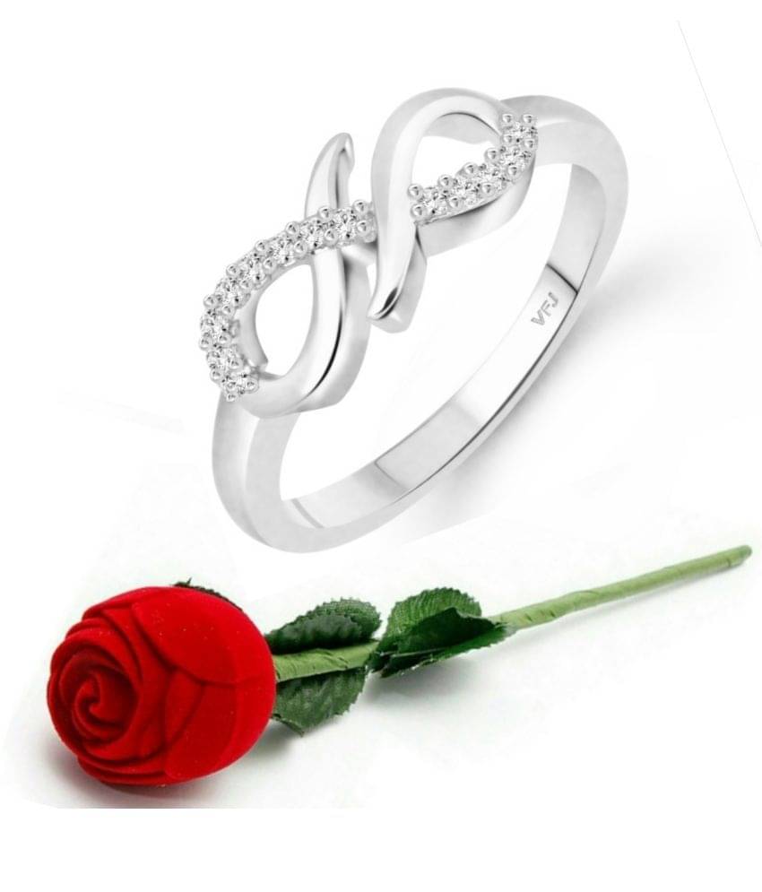 valentine day ring rose box Stylish (CZ) Rhodium Plated Ring valentine day ring rose box Stylish (CZ) Rhodium Plated Ring
