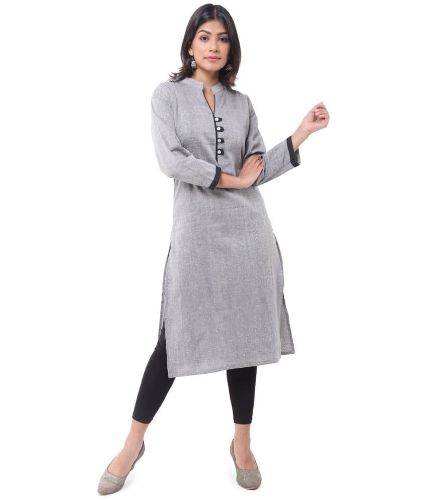 DESHBANDHU DBK - Grey Cotton Women's Straight Kurti - Kurtis, Tunics | Buy online on ZillyBuy