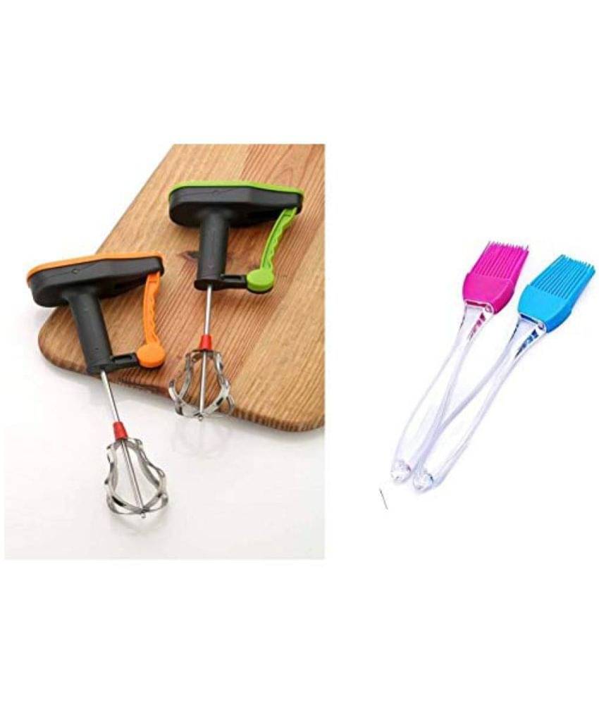     			Blooms Mall Combo of Power Free Manual Hand Blender + 2 Pieces of Silicon Brush Combo (Multicolour)