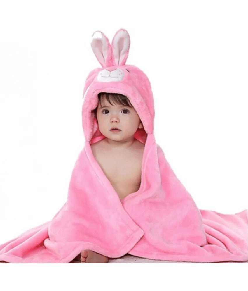     			Brandonn - Pink Microfiber Hooded Baby Blanket (Pack of 1)