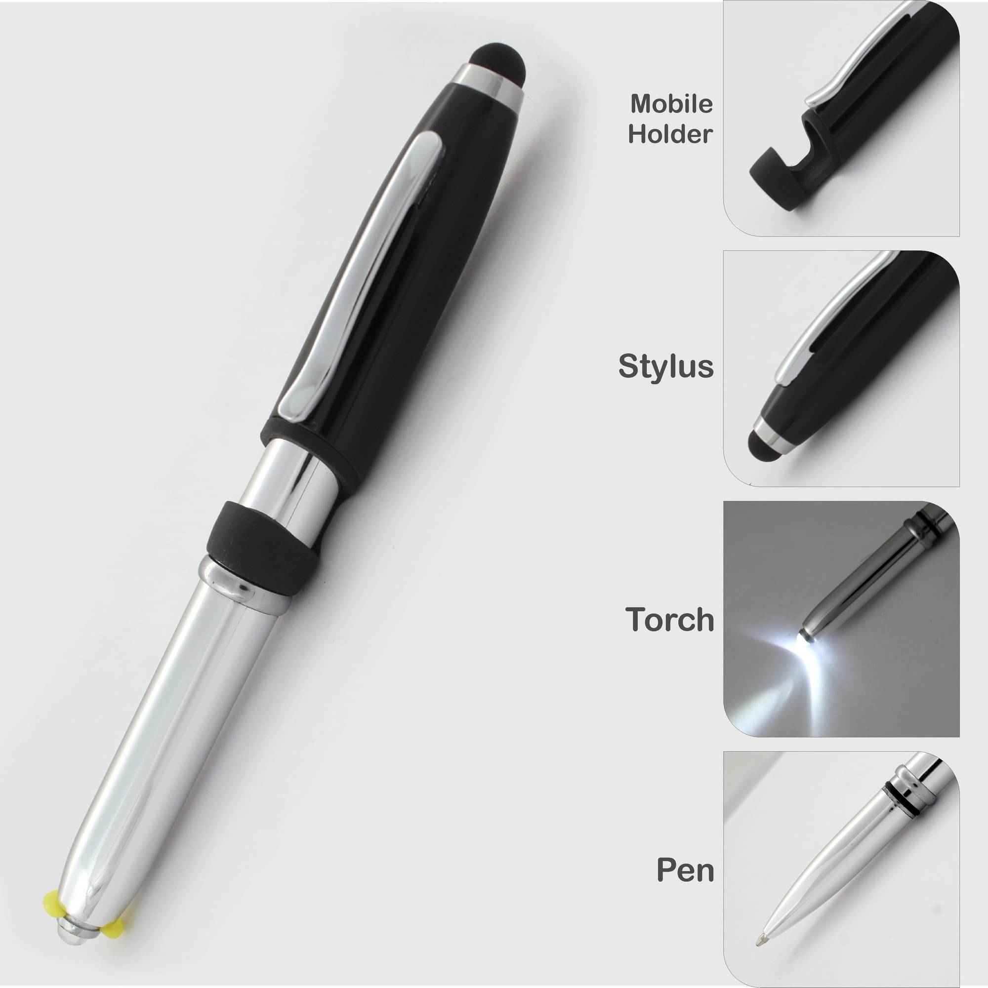     			KK CROSI 4 in 1 Metal Pen for Touch Screen Torch & Mobile Holder Multi-Function Pen
