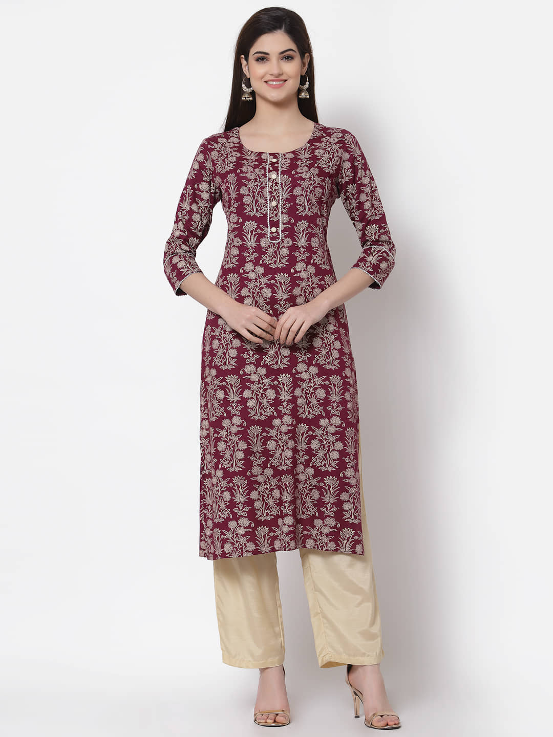 Kbz Pink Rayon Straight Kurti - Single - Kurtis, Tunics | Buy online on ZillyBuy