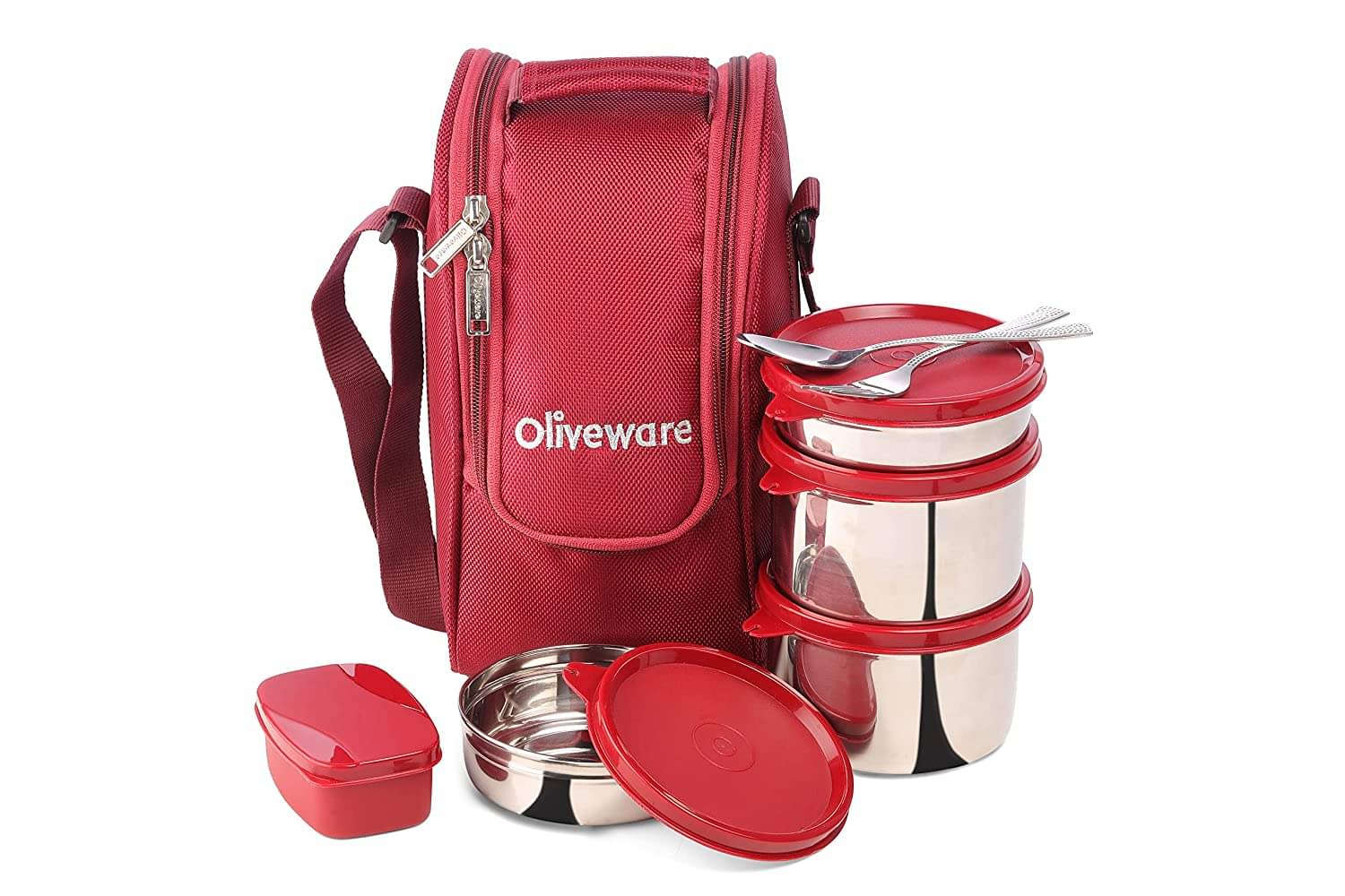 Oliveware Executive Steel Stainless Steel Lunch Box 4 Container (Pack of 1) Oliveware Executive Steel Stainless Steel Lunch Box 4 Container (Pack of 1)