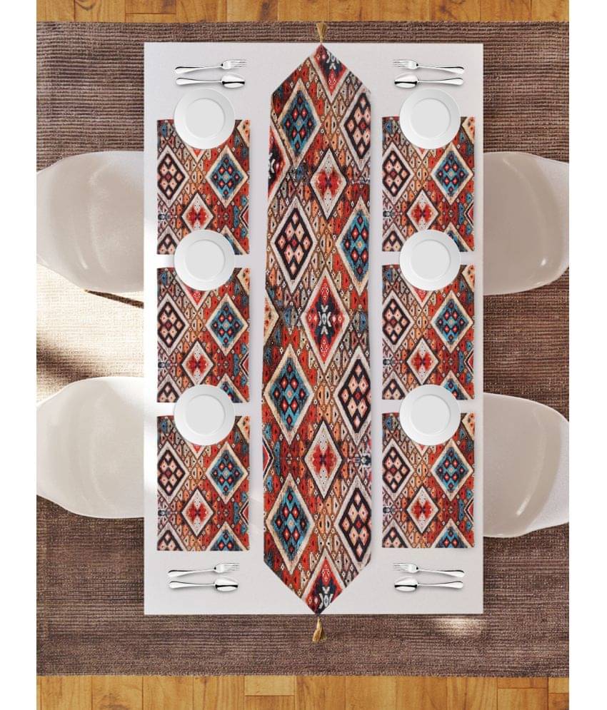 AAZEEM Printed Table Runner with Tassels, Traditional Desgin Table Runner with 4 Placemat, 180 cm X 30 cm AAZEEM Printed Table Runner with Tassels, Traditional Desgin Table Runner with 4 Placemat, 180 cm X 30 cm