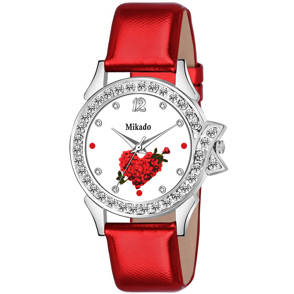     			Mikado - Red Leather Analog Womens Watch
