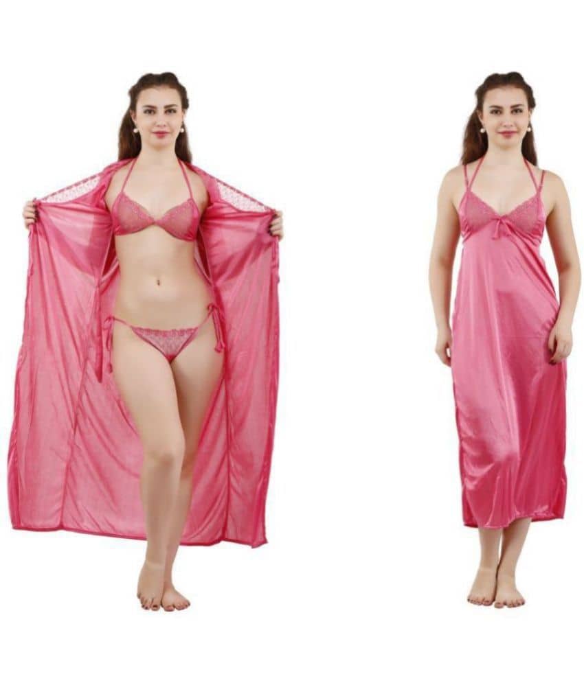Romaisa Satin Night Dress - Pink Pack of 4 - Nightwear & Loungewear | Buy online on ZillyBuy