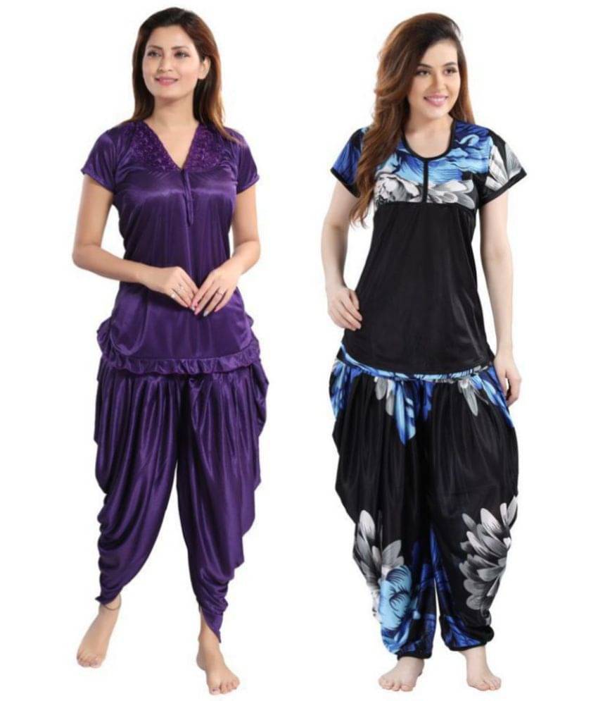 Romaisa Satin Nightsuit Sets - Blue Pack of 2 Romaisa Satin Nightsuit Sets - Blue Pack of 2