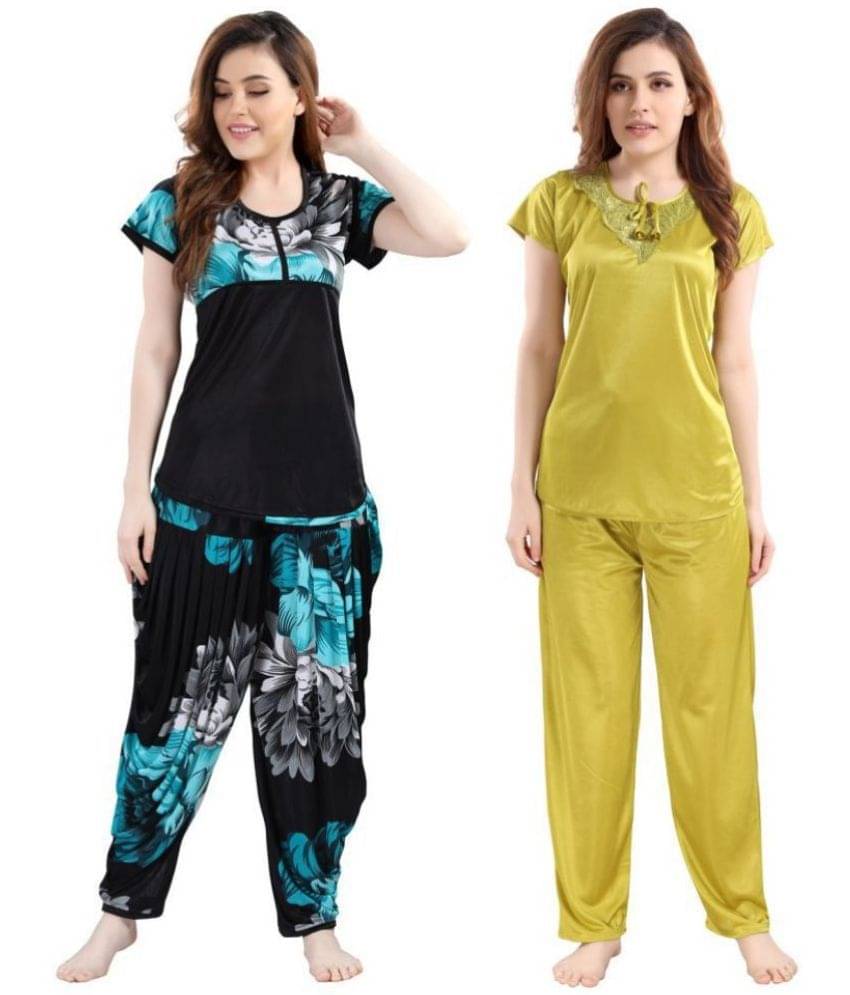 Romaisa Satin Nightsuit Sets - Multi Color Pack of 4 Romaisa Satin Nightsuit Sets - Multi Color Pack of 4