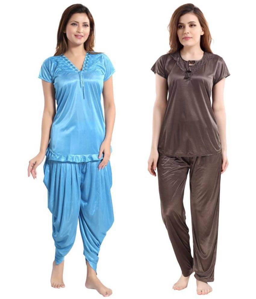     			Romaisa Satin Nightsuit Sets - Multi Color Pack of 4