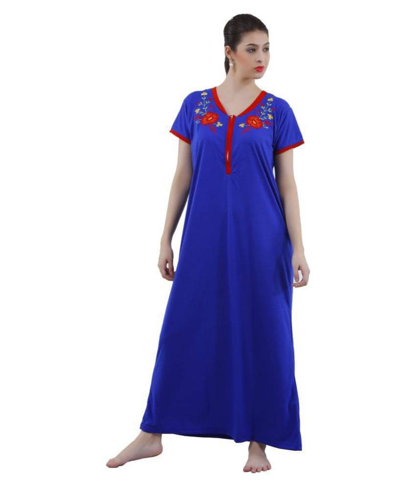     			Romaisa Viscose Night Dress - Blue Single