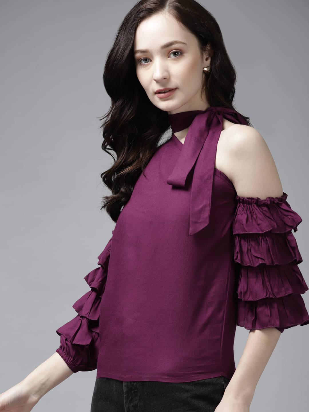     			The Dry State Women's Rayon Regular Top ( Purple )