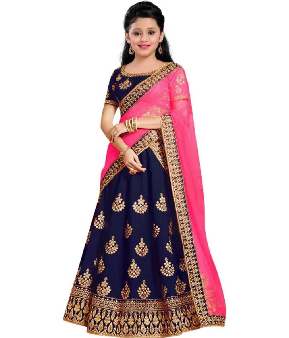     			Kaaludii Satin Lehenga Choli Sets For Girls ( , Blue )