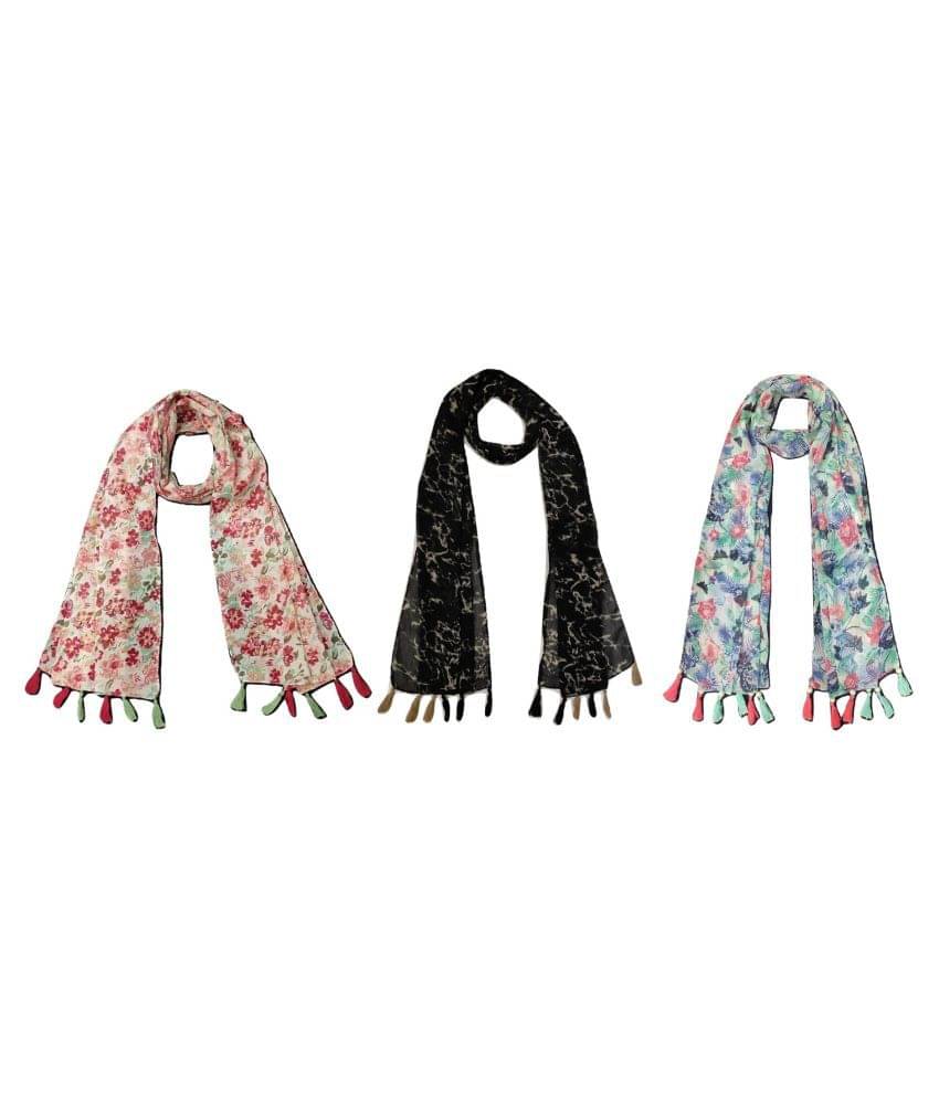 stolevilla Multi Printed Poly Cotton Yarn Stoles ( Pack of 3 ) stolevilla Multi Printed Poly Cotton Yarn Stoles ( Pack of 3 )