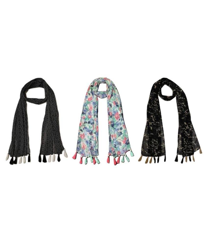 stolevilla Multi Printed Poly Cotton Yarn Stoles ( Pack of 3 ) stolevilla Multi Printed Poly Cotton Yarn Stoles ( Pack of 3 )