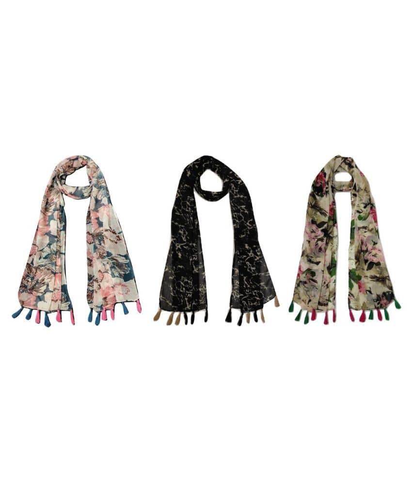 stolevilla Multi Printed Poly Cotton Yarn Stoles ( Pack of 3 ) - Dupattas & Shawls | Buy online on ZillyBuy