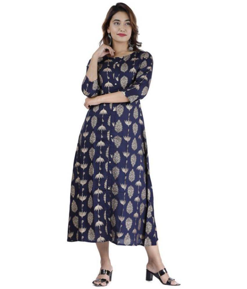 EXPORTHOUSE - Blue Rayon Women's Flared Kurti ( Pack of 1 ) EXPORTHOUSE - Blue Rayon Women's Flared Kurti ( Pack of 1 )