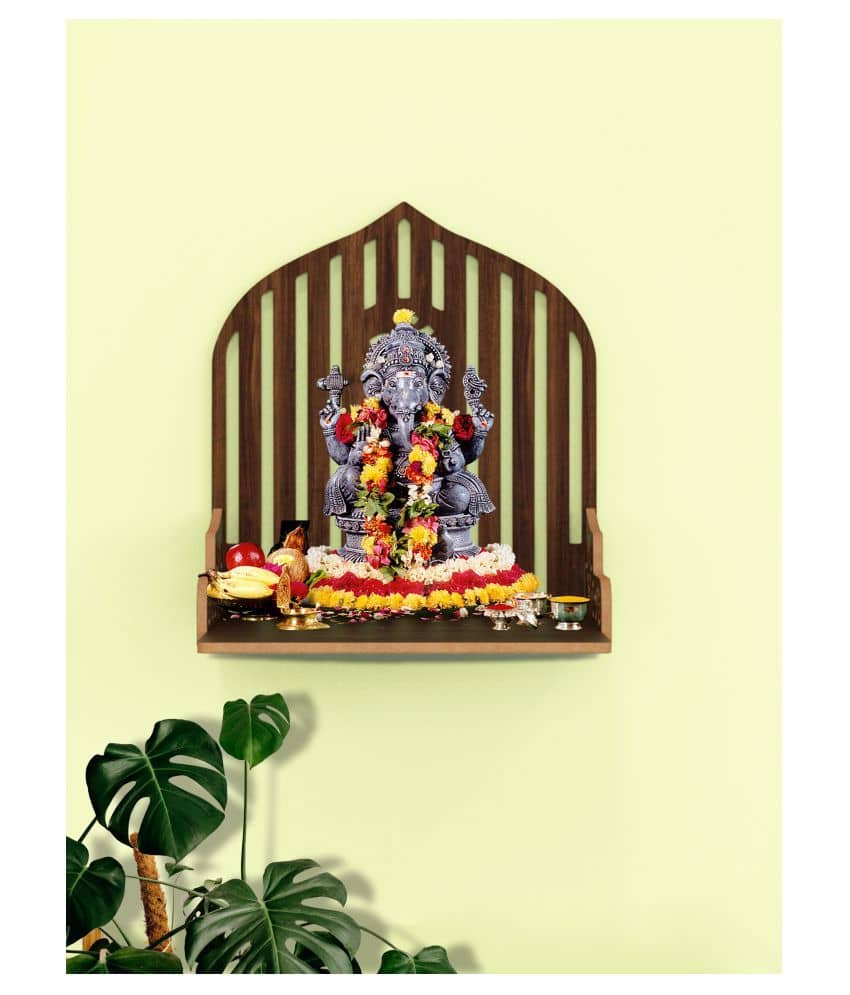 Home Sparkle Brown Wood Hanging Mandir