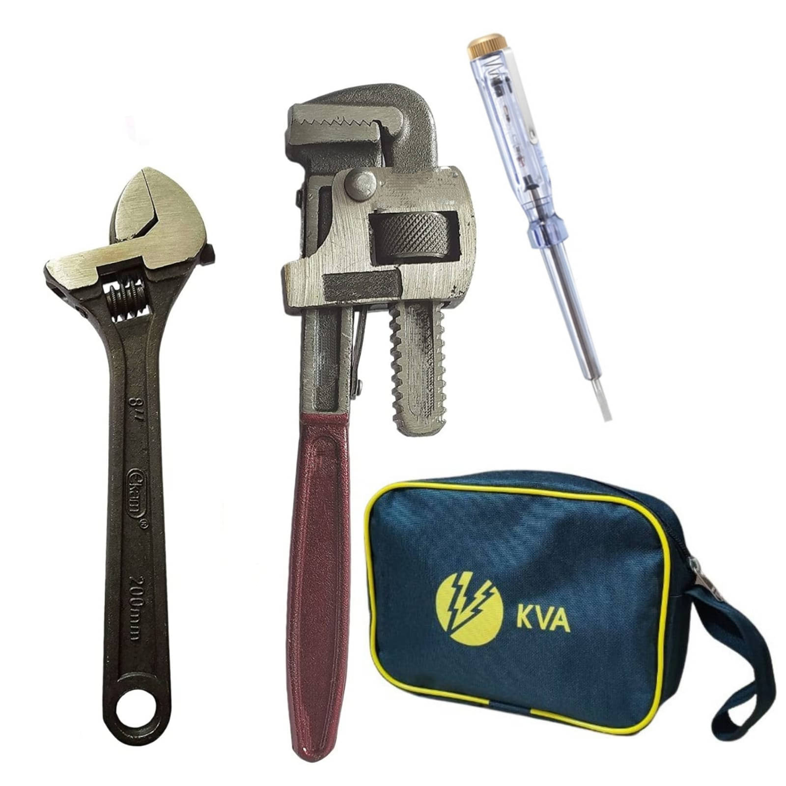     			KVA-Premium 10 Inch Pipe Wrench, 8 Inch Adjustable Wrench, Tester & KVA Bag.