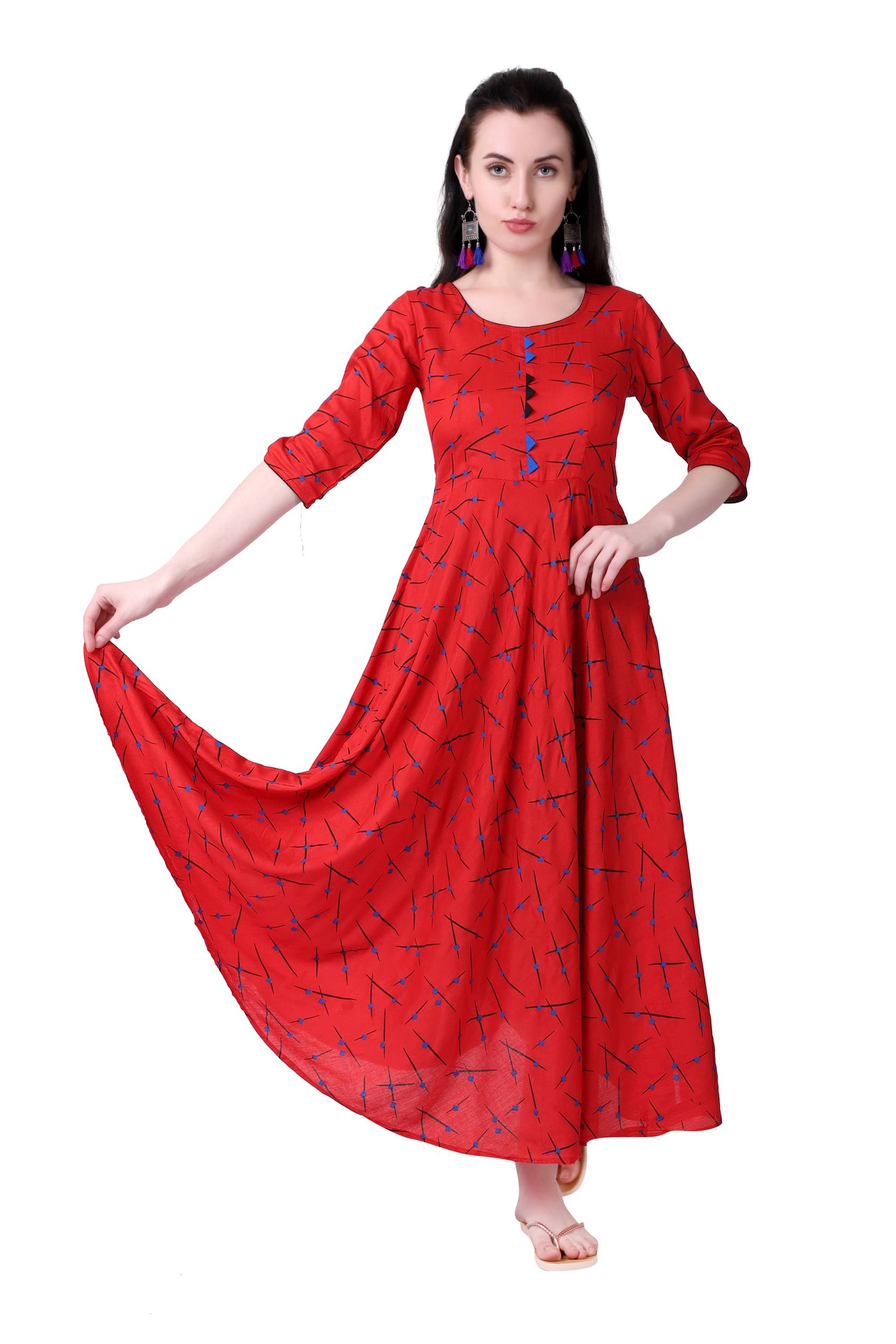 MEESORRA - Maroon Rayon Women's Flared Kurti MEESORRA - Maroon Rayon Women's Flared Kurti