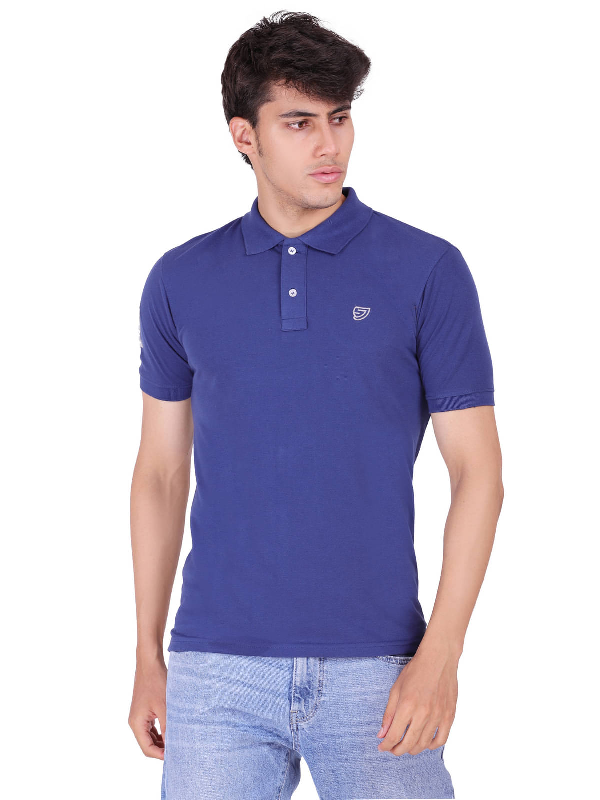     			SAM AND JACK Pack of 1 Cotton Regular Fit Solid Half Sleeves Men's Polo T Shirt ( Blue )