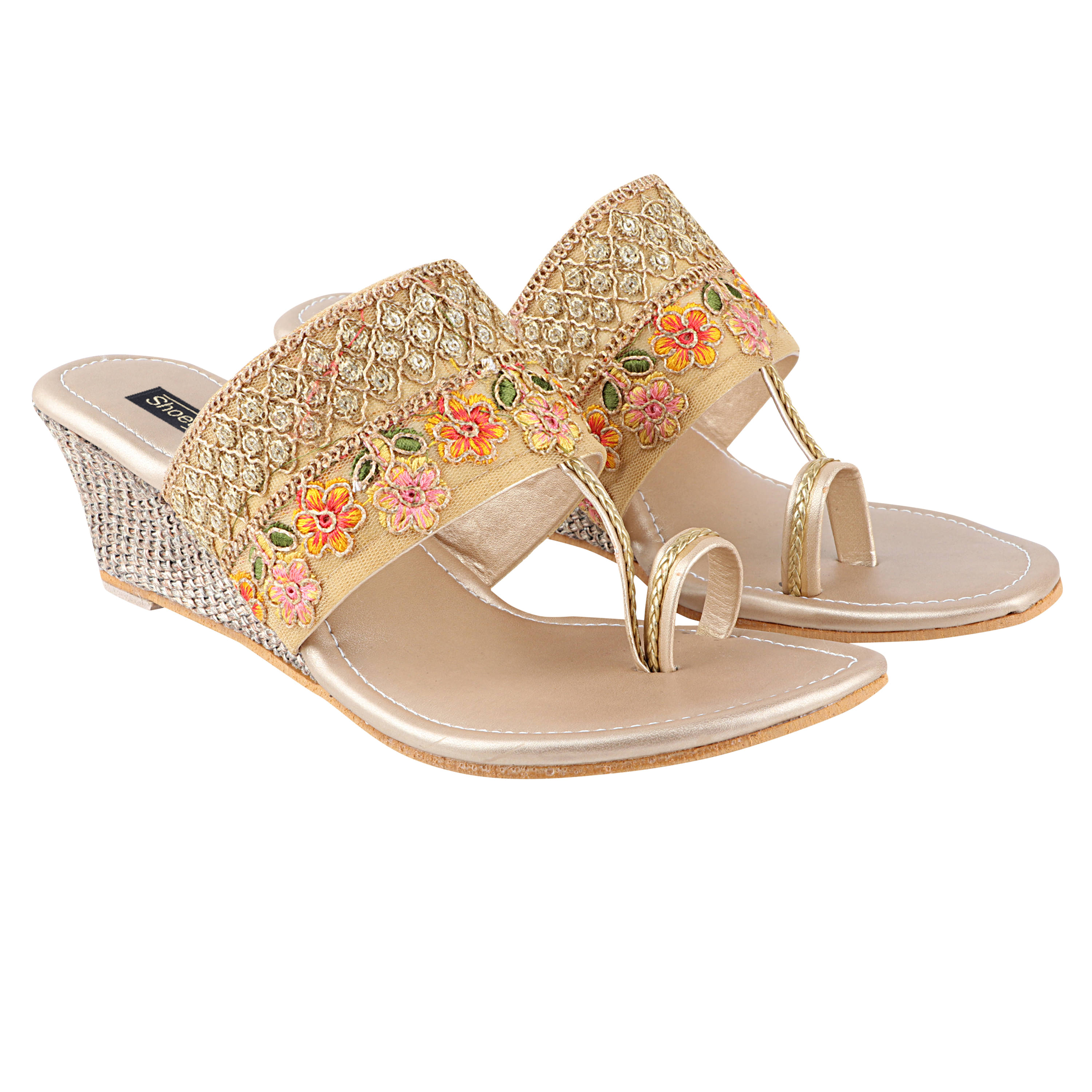     			Shoetopia - Gold Women's Slip On Heels