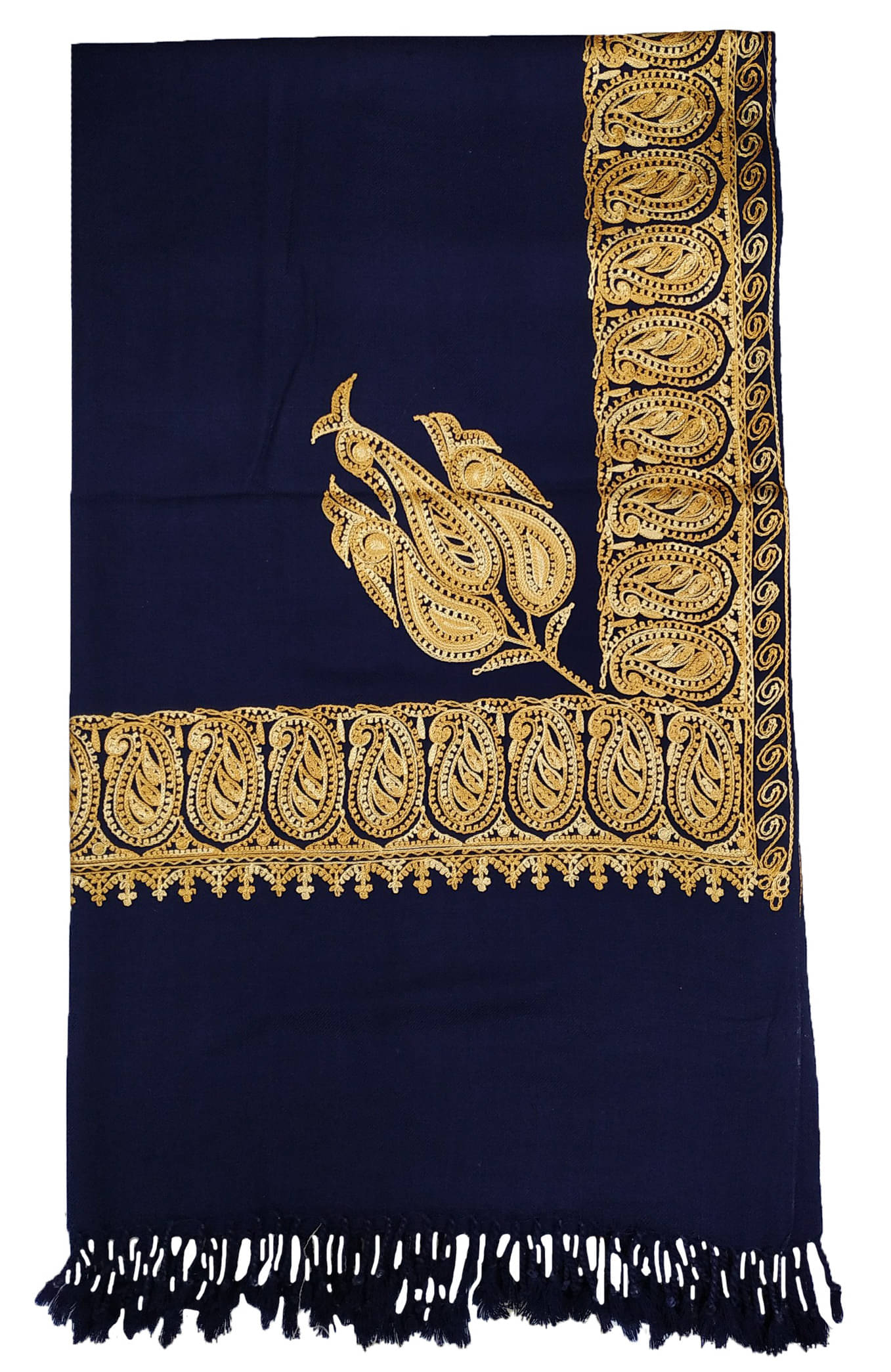     			Soul Essence Navy Kashmiri Shawl - Single