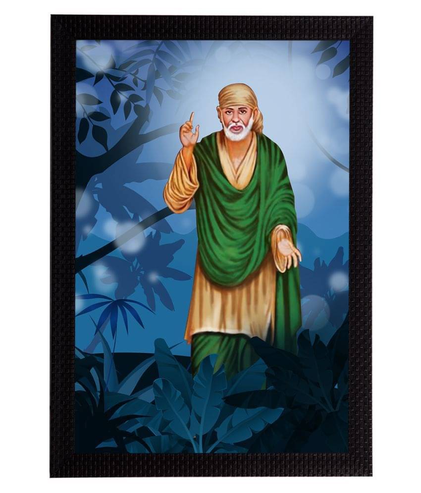 eCraftIndia Blue & Green Sai Baba Satin Matt Textured UV Wall Painting eCraftIndia Blue & Green Sai Baba Satin Matt Textured UV Wall Painting
