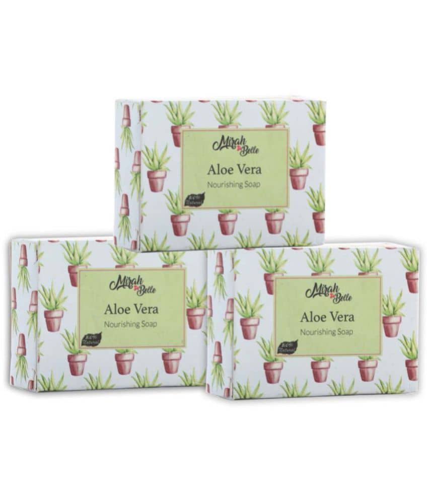 Mirah Belle - Organic Aloe Vera Nourishing Soap 125gm(Pack of 3) - For Acne and Infection Prone, Dehydrated Skin- Handmade Soap 375gm