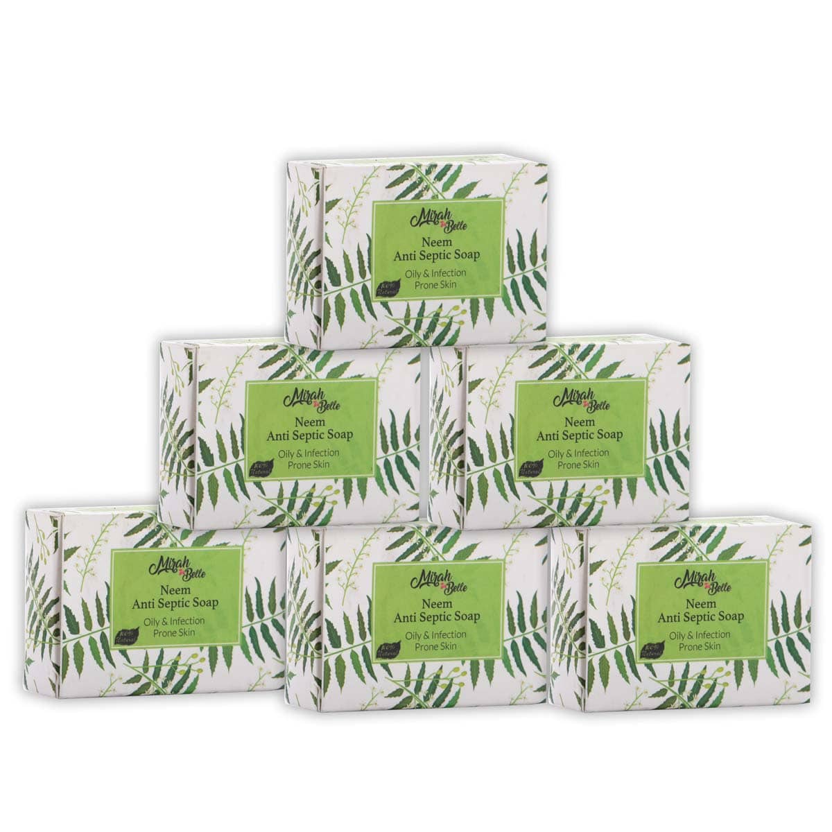 Mirah Belle Organic Neem Anti - Septic Soap Bar (Pack of 6-125 gm) Soap 750 gram g Pack of 6