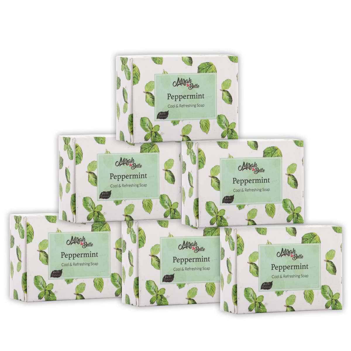 Mirah Belle Organic Peppermint Cool and Refreshing Soap Bar (Pack of 6-125 gm) Soap 750 g Pack of 6
