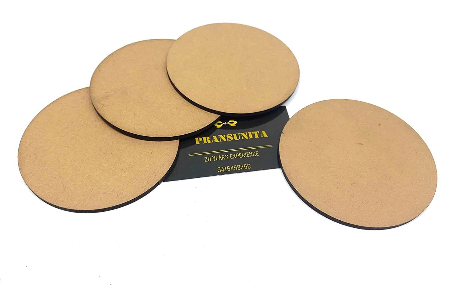     			PRANSUNITA 4 inch Wood Circles for Crafts, Unfinished Blank MDF Wooden Rounds Slice Cut-Outs for DIY, Door Hanger, Sign, Painting, Decor- 4mm Thickness - Pack of 4 pcs,