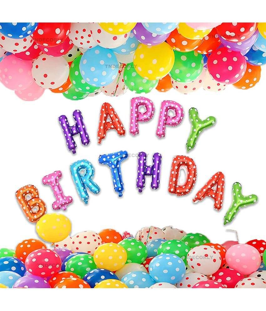 Printed Happy Birthday Multi 13 Letter Foil Balloons With 30 Pcs HD Metallic Polka Dot Balloon Decoration Set For Boys & Girls (Pack of 43) Balloon (Multicolor, Pack of 43) Printed Happy Birthday Multi 13 Letter Foil Balloons With 30 Pcs HD Metallic Polka Dot Balloon Decoration Set For Boys & Girls (Pack of 43) Balloon (Multicolor, Pack of 43)