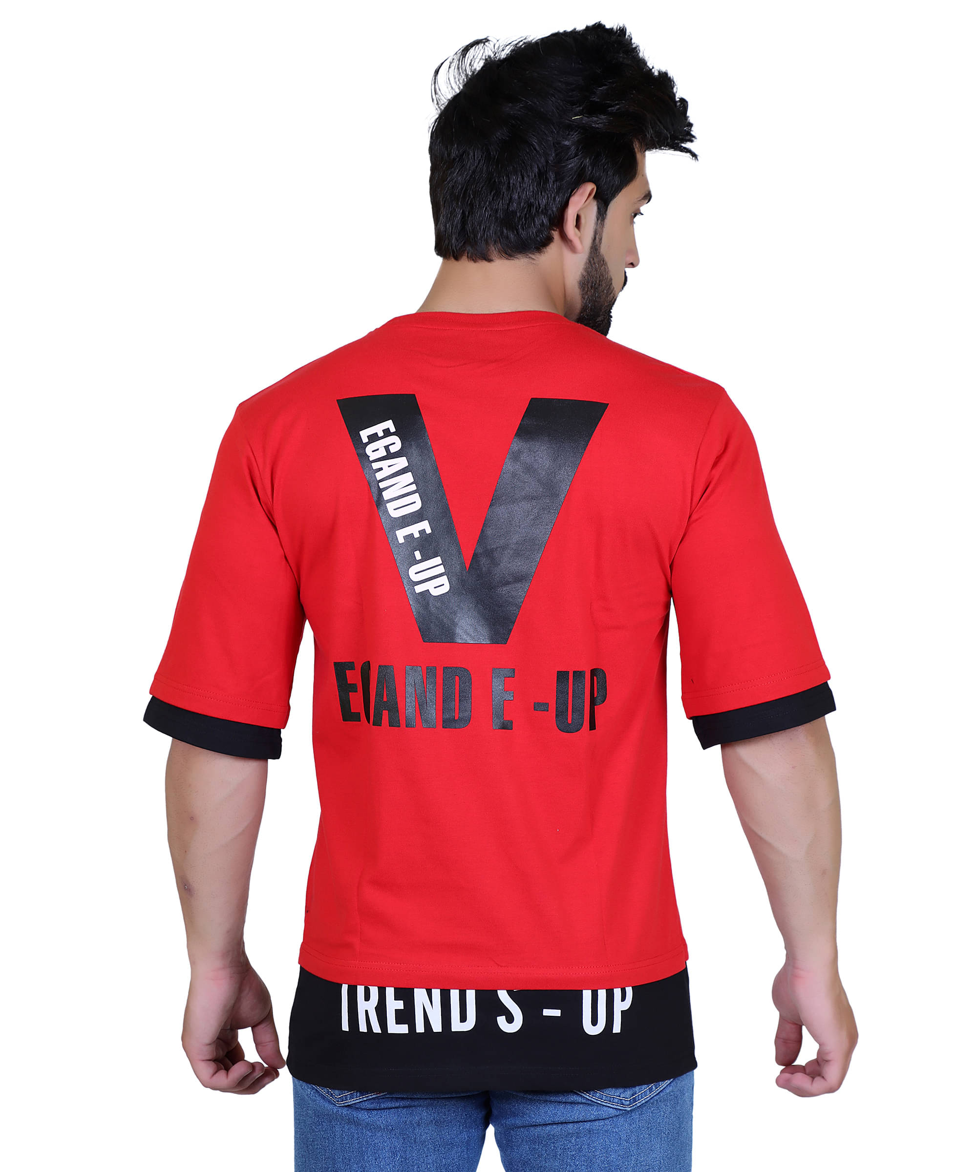     			The Emperor Men Printed Round 3/4 Sleeve Red Regular Fit T-Shirt