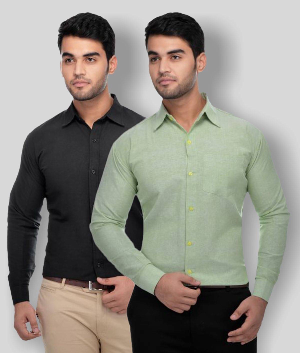     			DESHBANDHU DBK - Multicolor Cotton Regular Fit Men's Formal Shirt (Pack of 2)