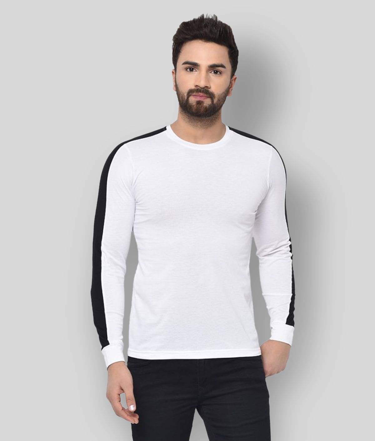     			Glito Pack of 1 Cotton Blend Regular Fit Men's T-Shirt ( White )