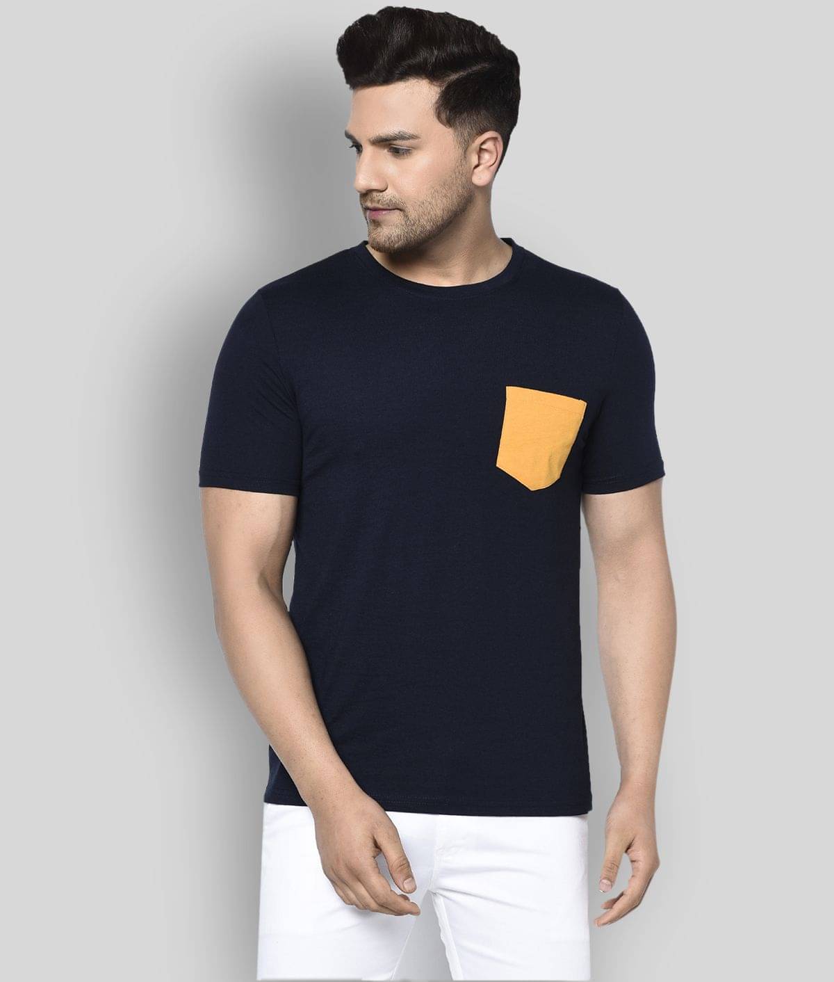 Glito Pack of 1 Cotton Blend Slim Fit Men's T-Shirt ( Navy ) Glito Pack of 1 Cotton Blend Slim Fit Men's T-Shirt ( Navy )