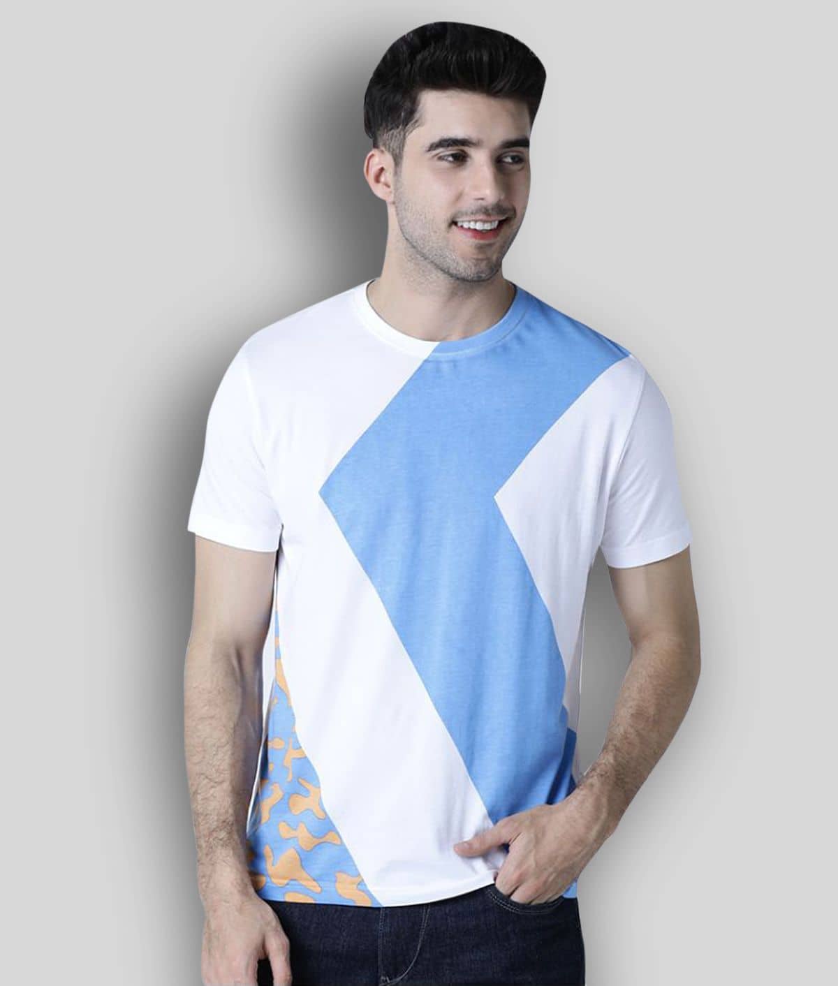 Huetrap Pack of 1 Cotton Regular Fit Men's T-Shirt ( White )
