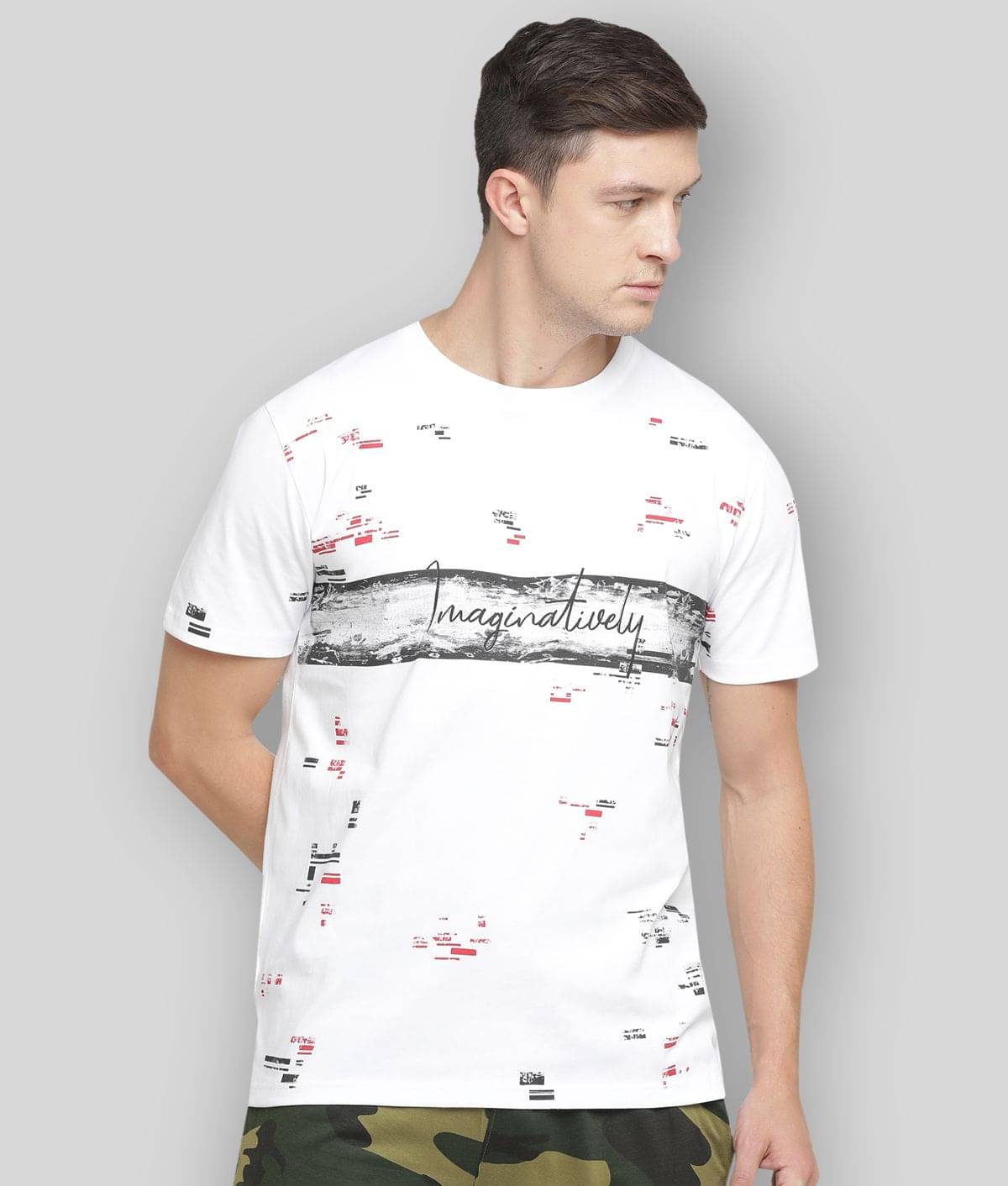 Maniac - White Cotton Slim Fit Men's T-Shirt ( Pack of 1 )     			Maniac - White Cotton Slim Fit Men's T-Shirt ( Pack of 1 )