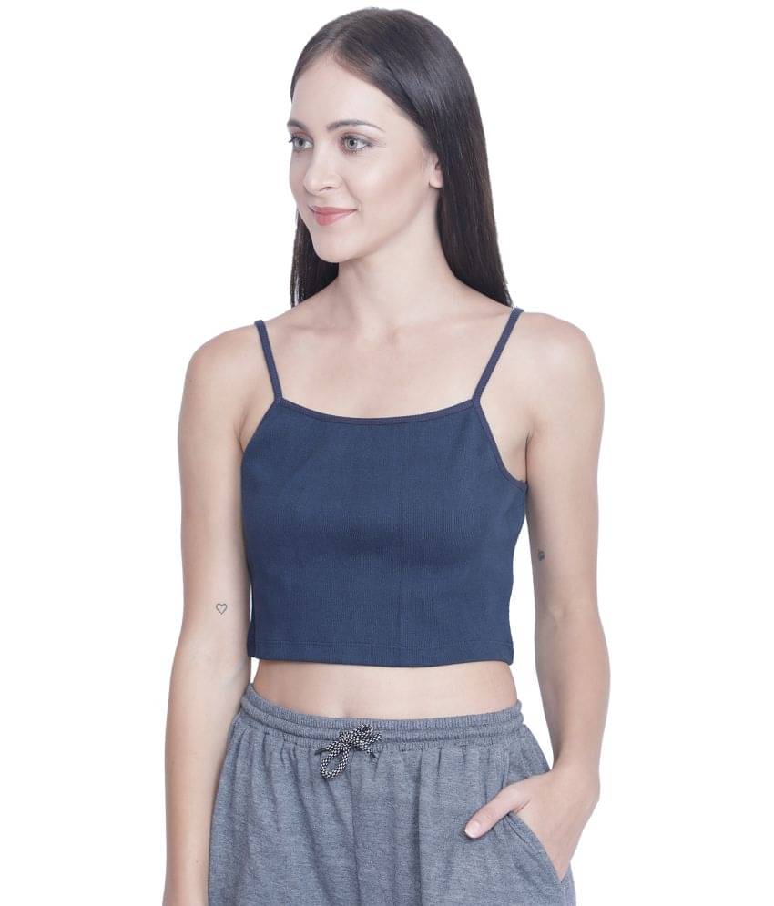     			NUEVOSDAMAS Women's Cotton Blend Crop Top ( Blue )