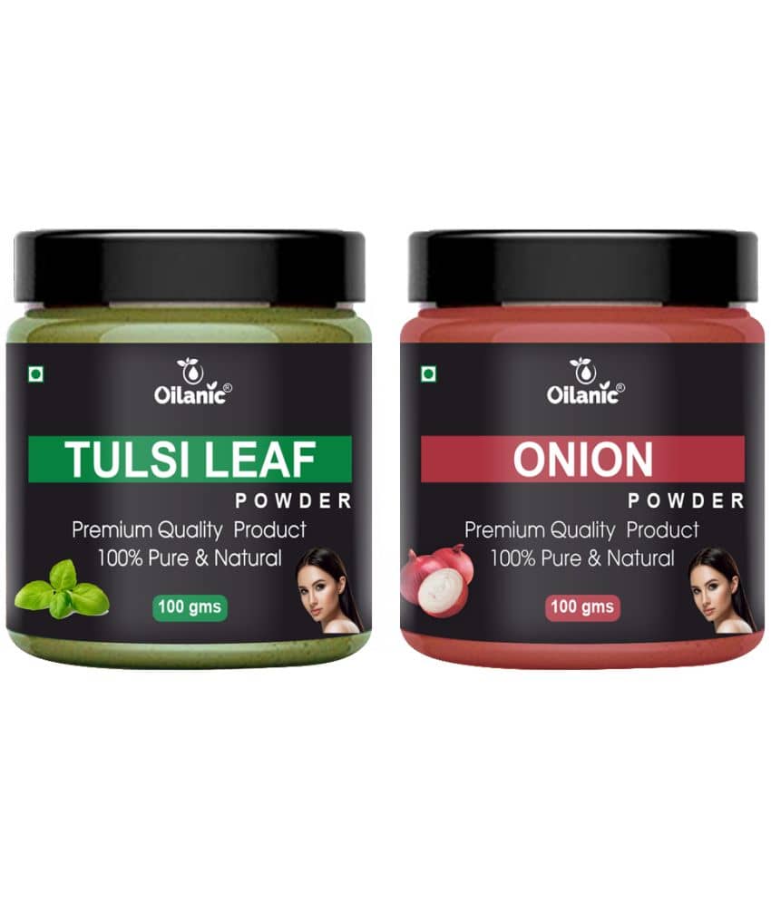 Oilanic 100% Pure Tulsi Powder & Onion Powder For Skincare Hair Mask 200 g Pack of 2