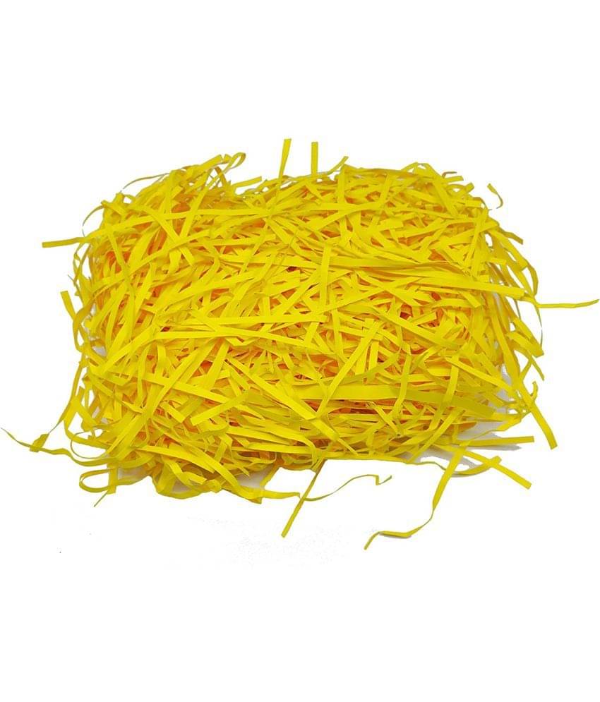     			PRANSUNITA 100 gms Easter Basket Paper Grass Raffia Shreds Coloured Shredded Tissue Paper Grass for Hamper Filling, Gift Packaging, Easter Decoration Party Crafts Accessories- SUPER VALUE PACK Color – Yellow