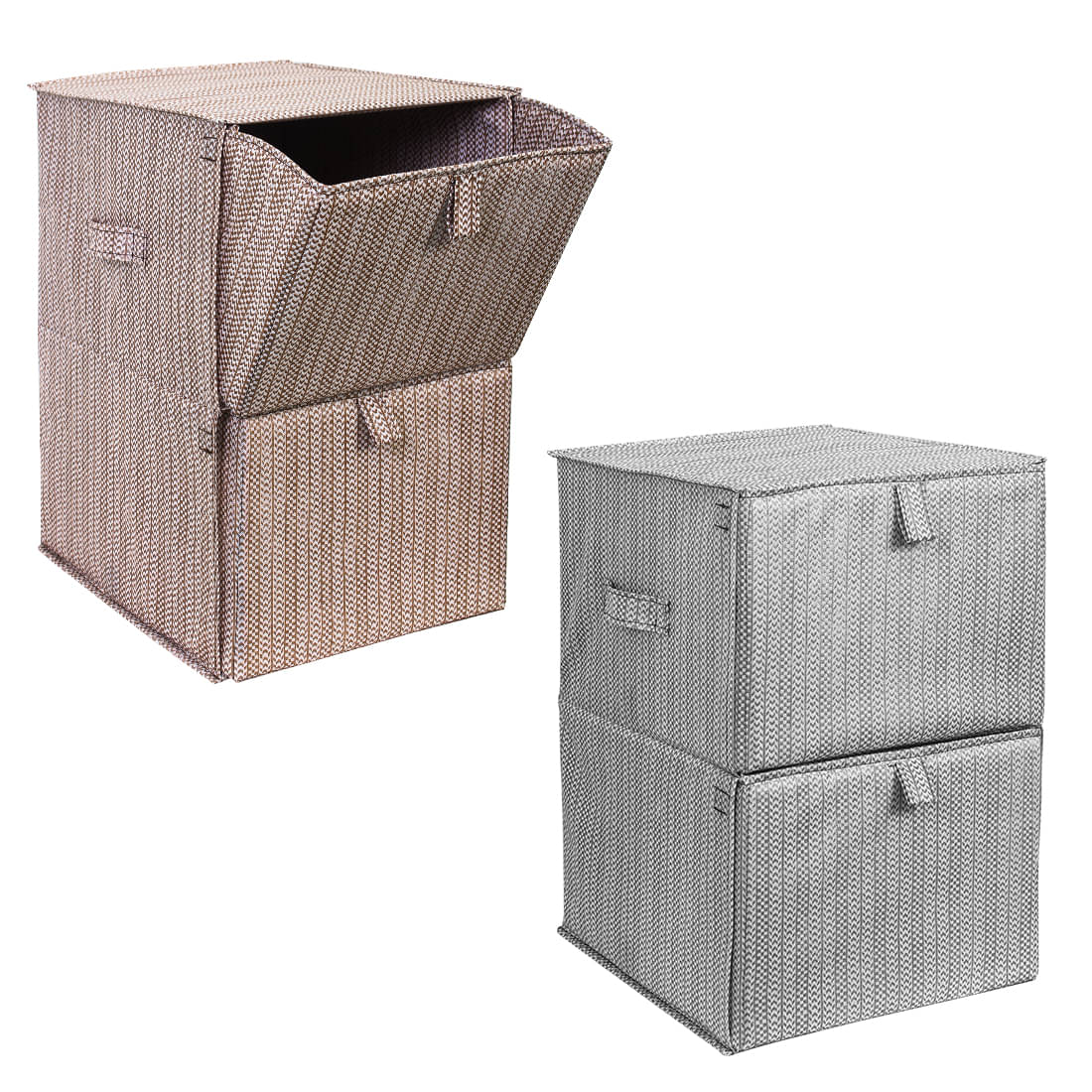     			PrettyKrafts 2 Tiers Collapsible Storage Organizer, Fabric Cube Bins, Pull-Down Doors with 2 Carrying Handles for Closet, Home, Office, Free Standing,(Pack of 2)
