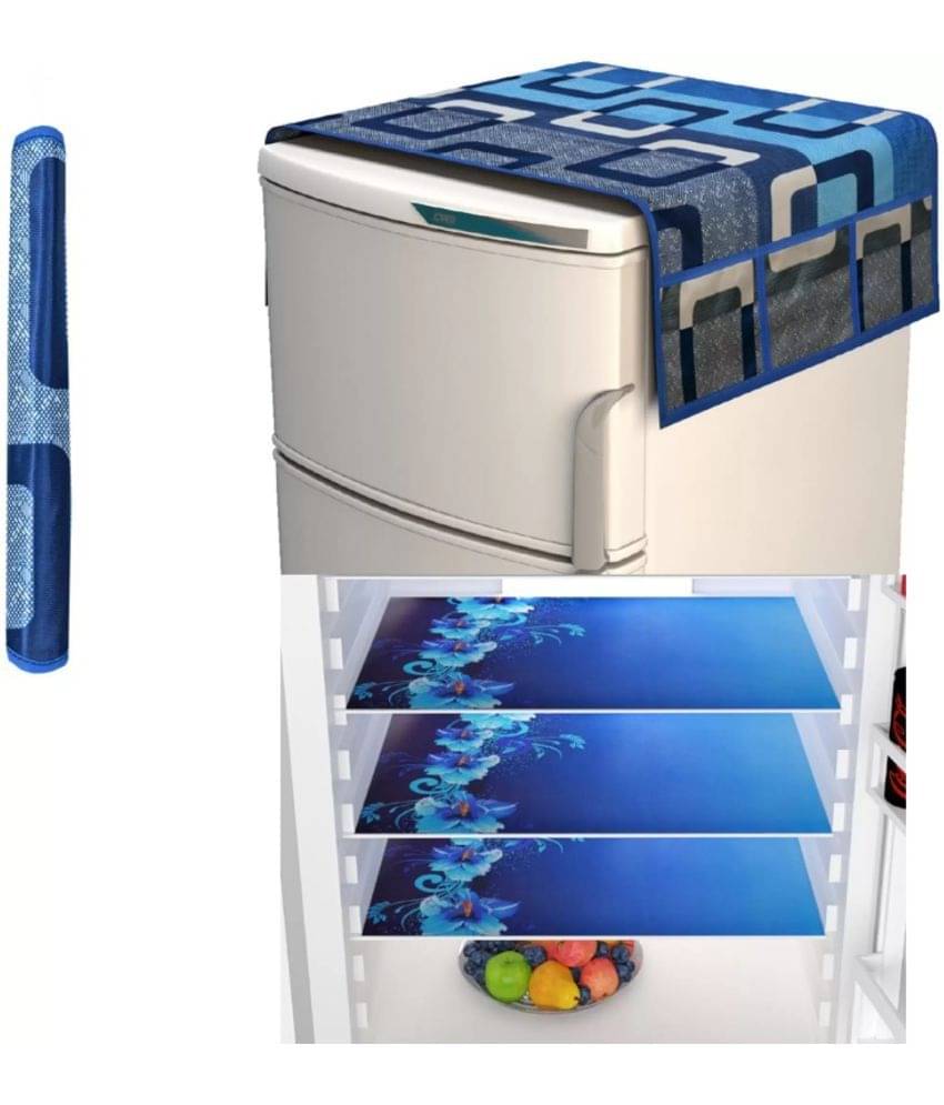     			Shaphio Set of 5 Polyester Blue Fridge Top Cover