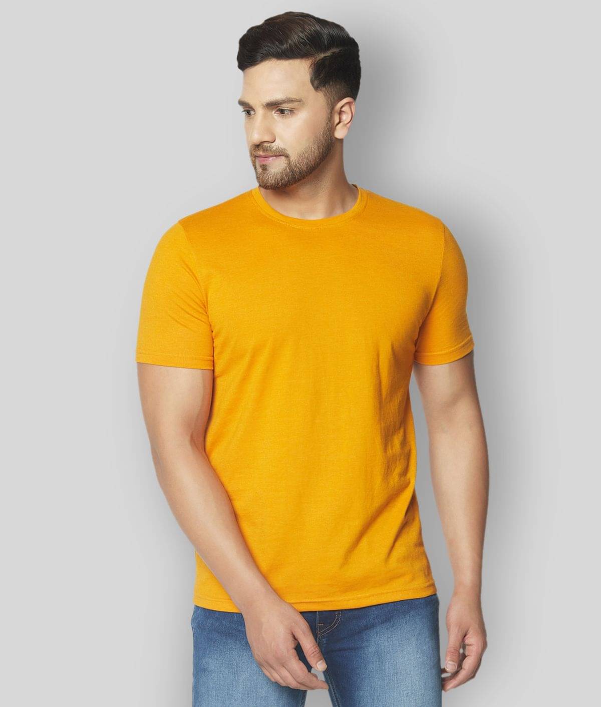     			Glito Pack of 1 Cotton Blend Slim Fit Men's T-Shirt ( Mustard )