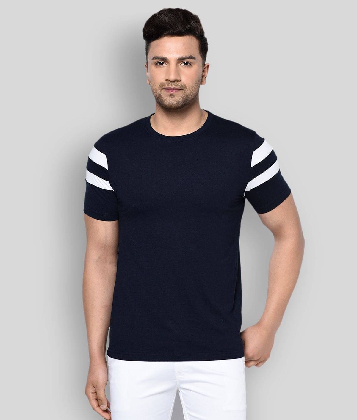     			Glito Pack of 1 Cotton Blend Slim Fit Men's T-Shirt ( Navy )